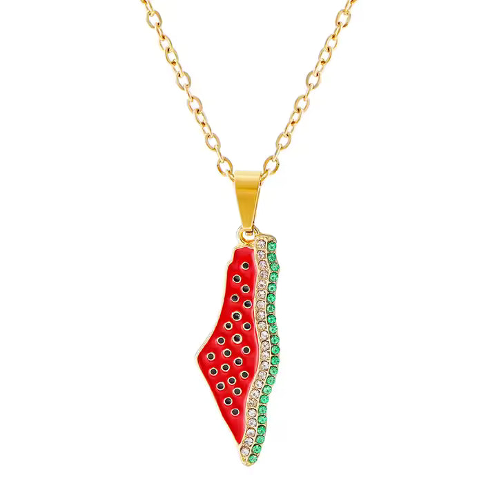 18K Gold Plated Watermelon Rhinestone Necklace