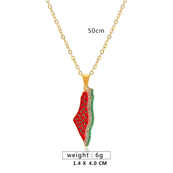 18K Gold Plated Watermelon Rhinestone Necklace